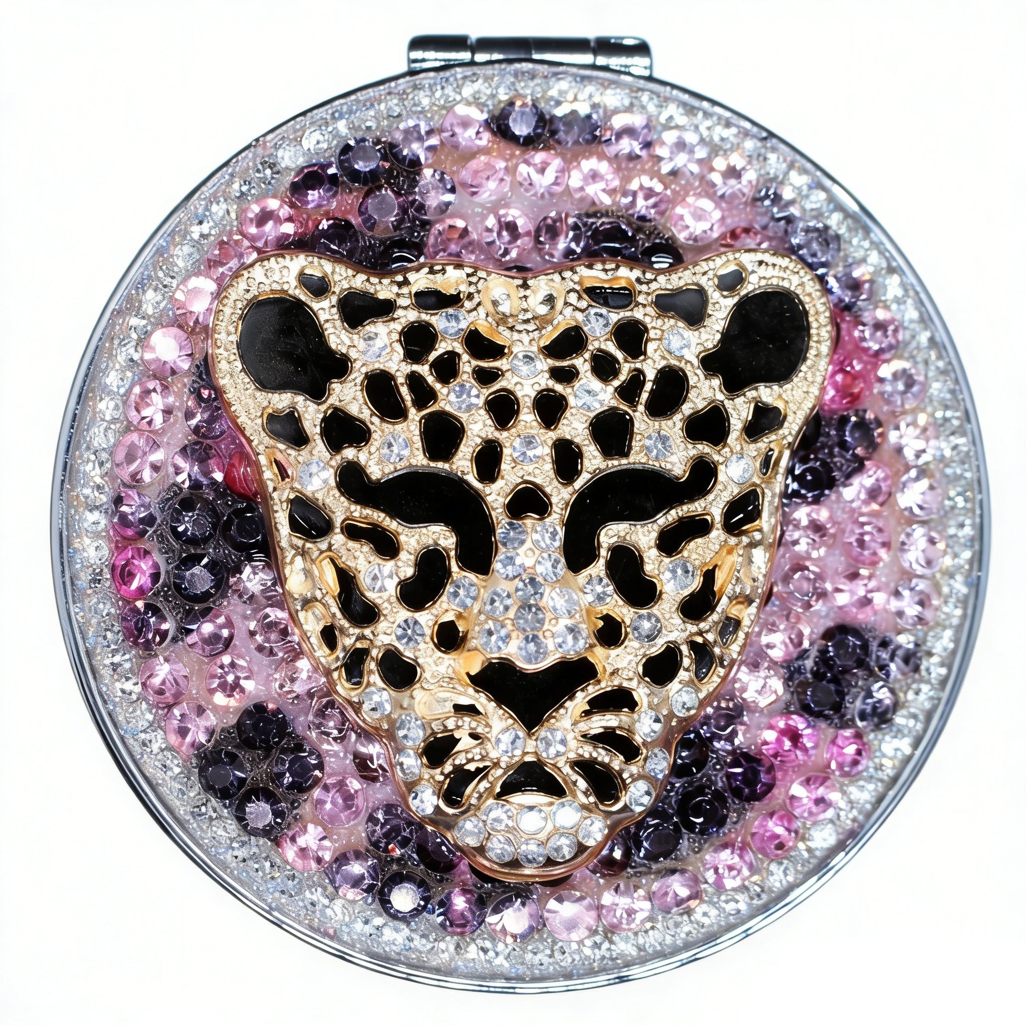 Personalized Compact Mirror, Monogram Initials 1X/2X Magnification Makeup Double Sided, Portable, Folding, Handheld Mini Round Mirror with Cute Gadget for Girls Students Women