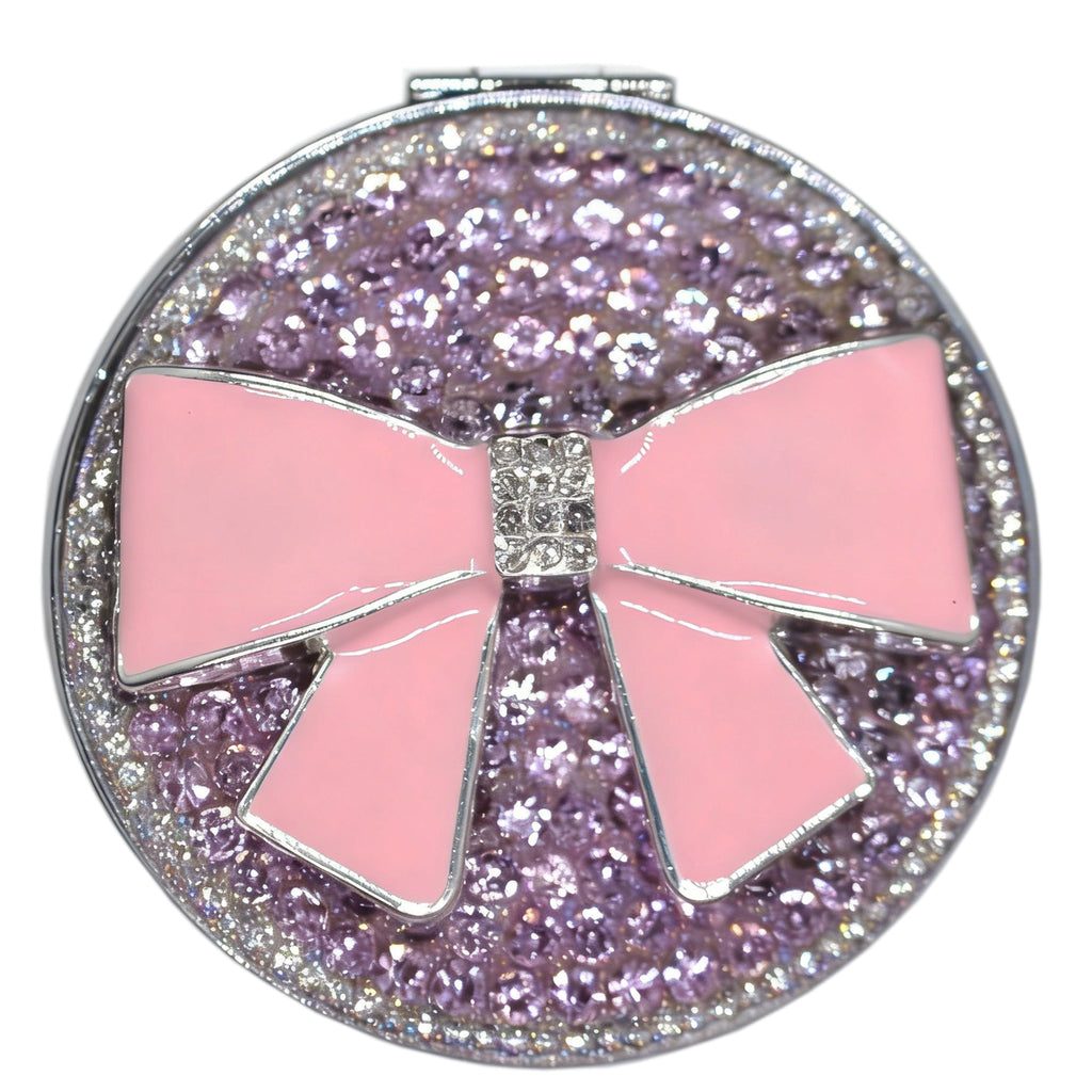 Personalized Monogram Compact Mirror — Double-Sided 1X/2X Magnifying Makeup Mirror（BOW TIE)