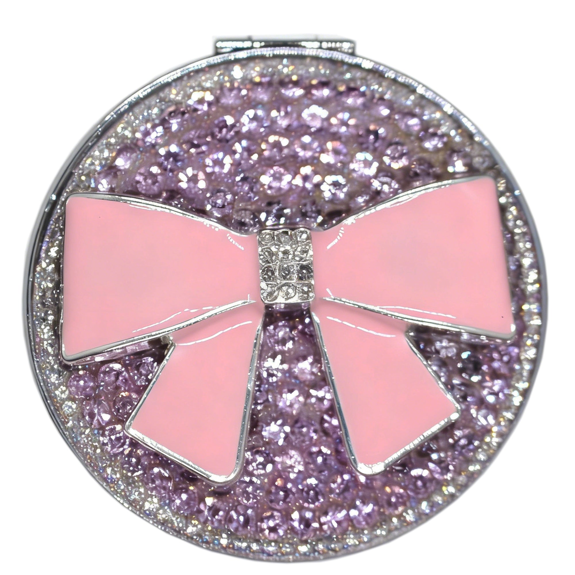 Personalized Monogram Compact Mirror — Double-Sided 1X/2X Magnifying Makeup Mirror（BOW TIE)