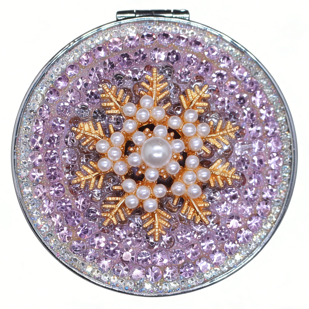 Personalized Monogram Compact Mirror — Double-Sided 1X/2X Magnifying Makeup Mirror（baroque cross）