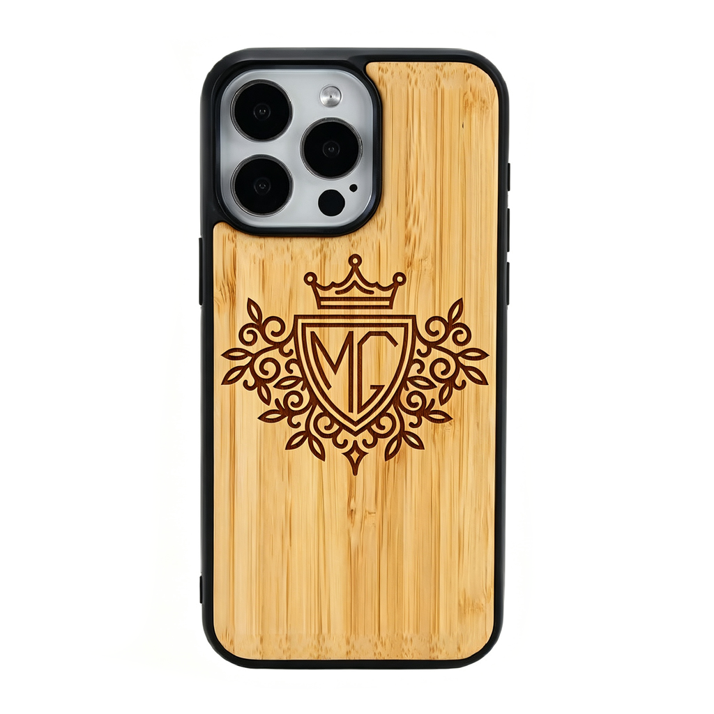 Personalized Name Laser Engraved Phone Case for iPhone 17,16,15,14,13,12 - Pro Max Plus | Bamboo, Maple & Leather