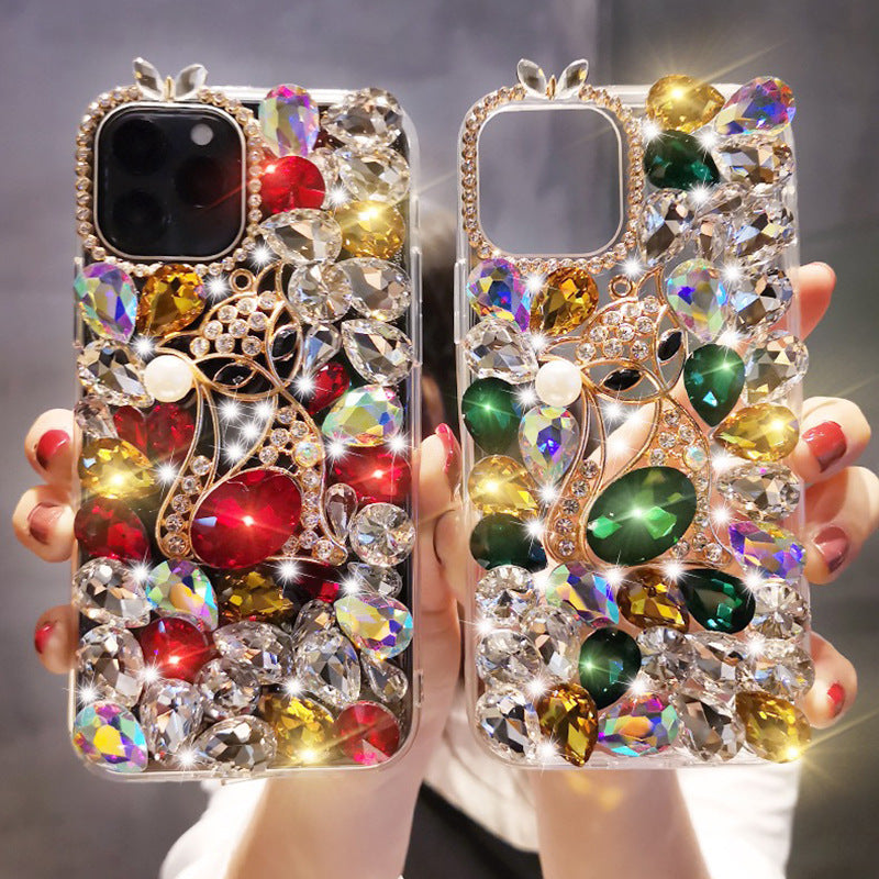 Handmade Rhinestone Phone Case — Sparkling Diamond Y2K Fox Crystal Cover for iPhone & Samsung