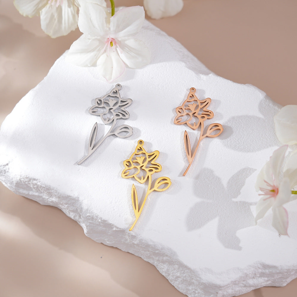 Personalized Name and Birth Month Flower Compact Mirror — Double-Sided 1X/2X Magnifying Makeup Mirror(Small flower)