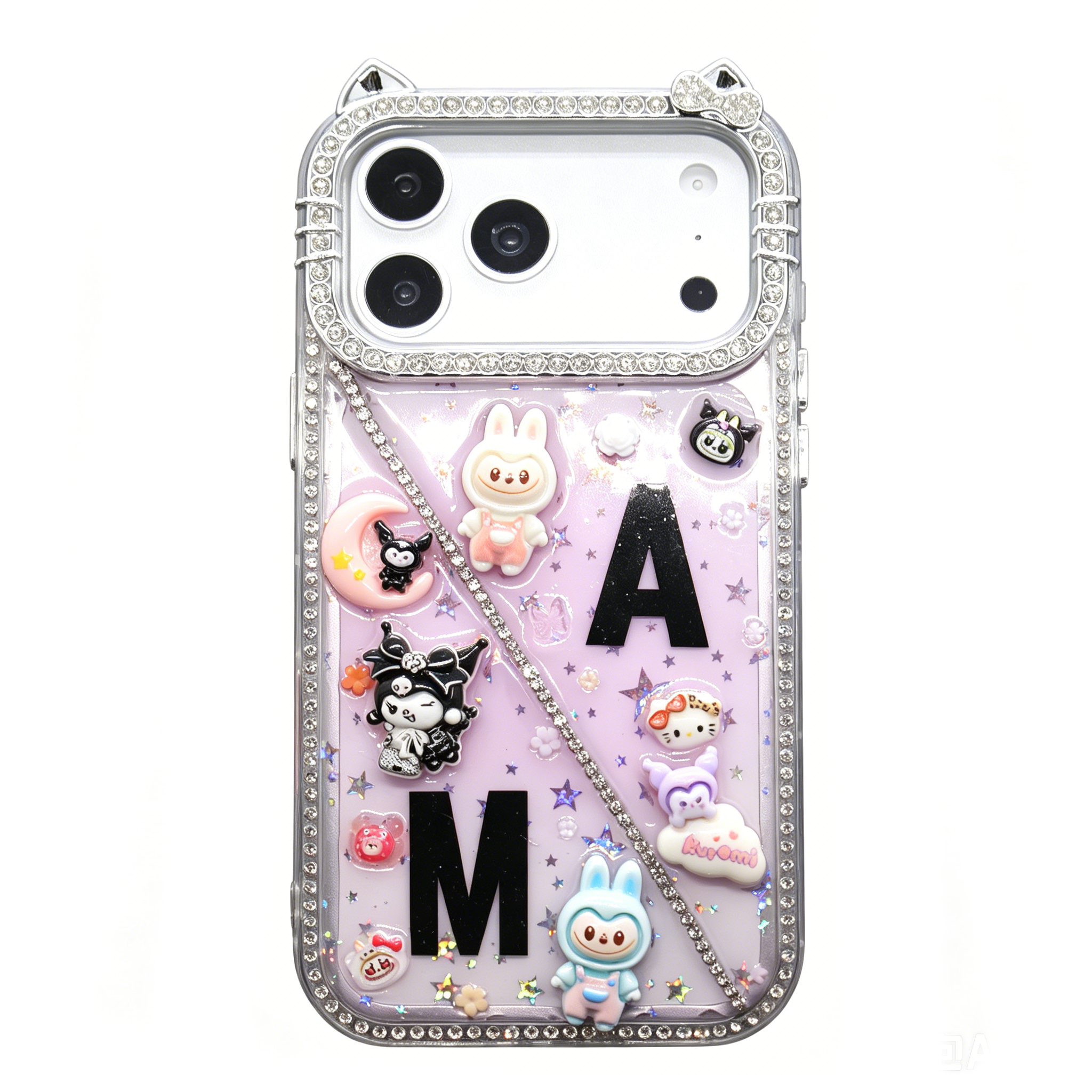 Personalisierte Initialen, handgemachte Strass-Diamant-Kristall-Schutzhülle für iPhone-Serie