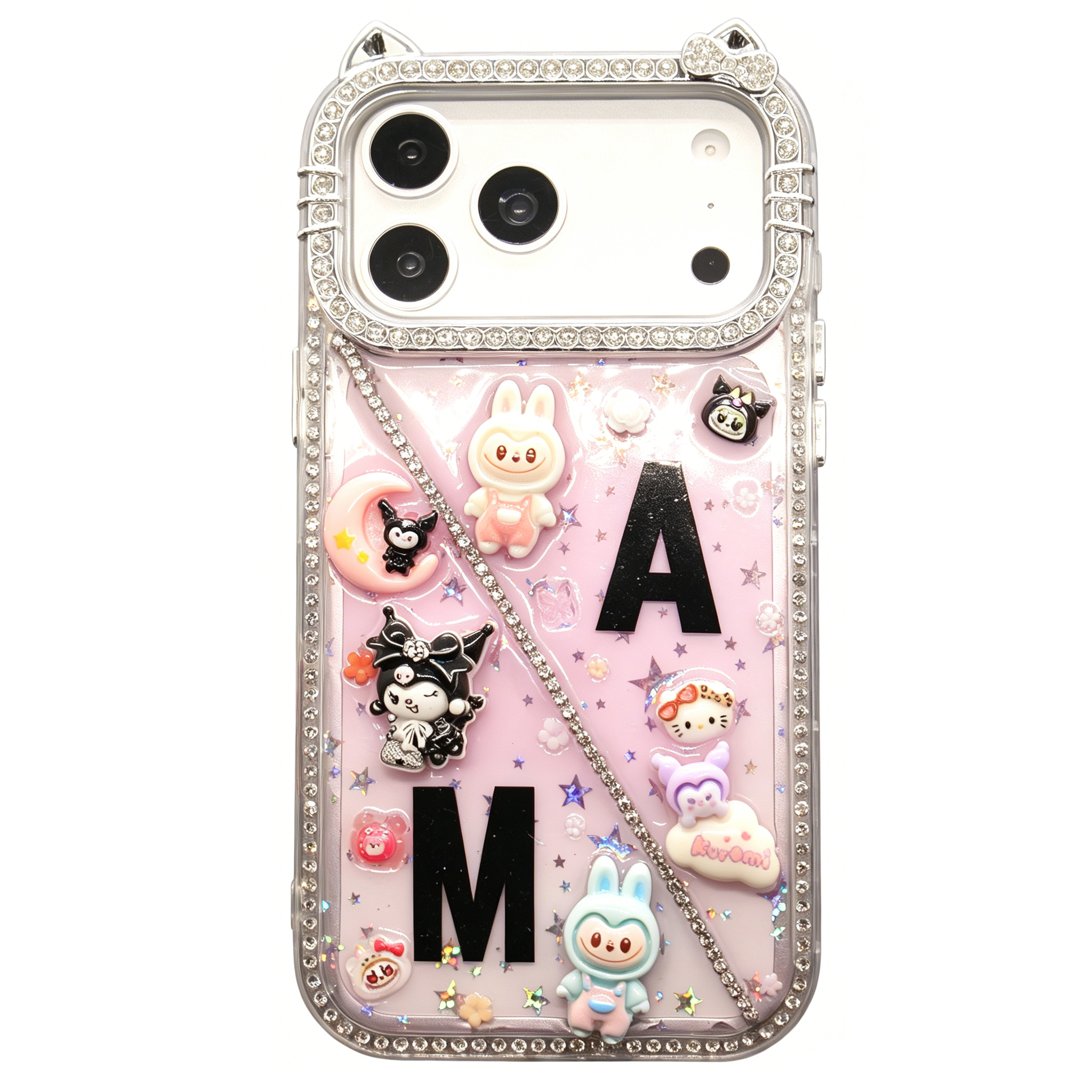 Personalisierte Initialen, handgemachte Strass-Diamant-Kristall-Schutzhülle für iPhone-Serie