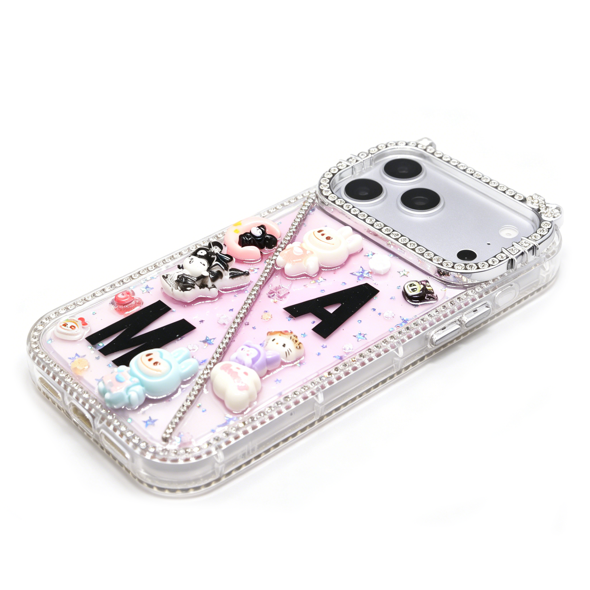 Personalisierte Initialen, handgemachte Strass-Diamant-Kristall-Schutzhülle für iPhone-Serie