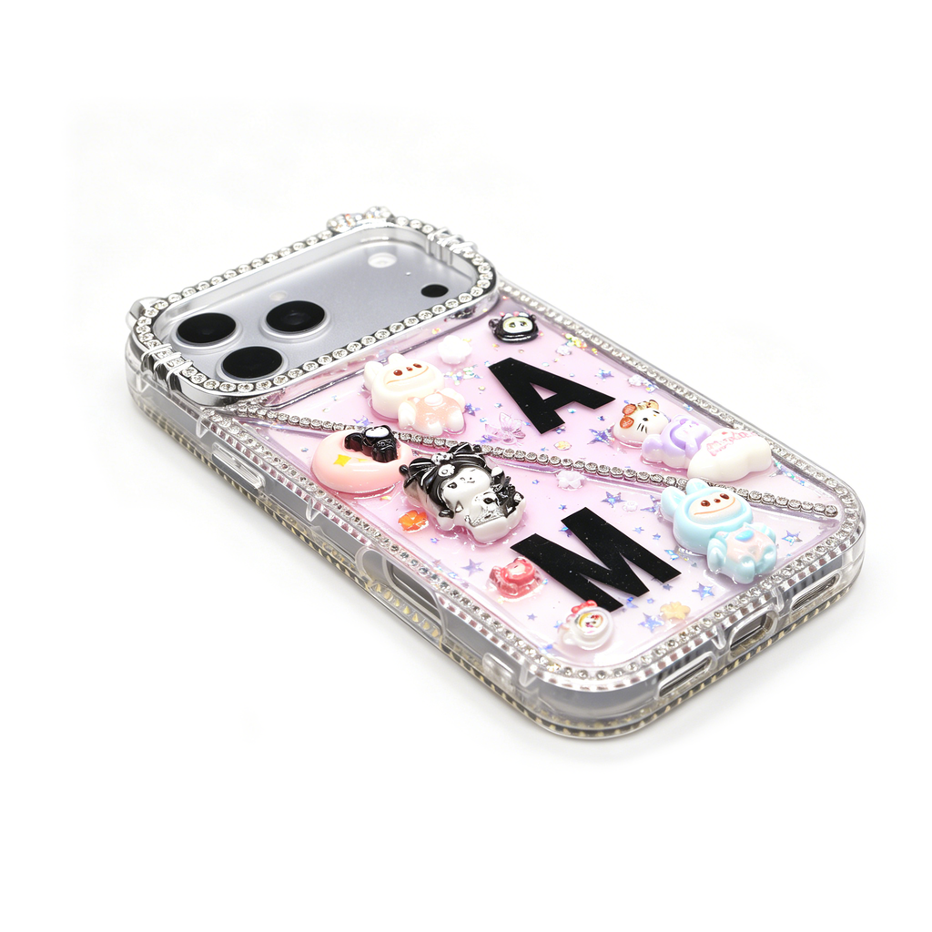 Personalisierte Initialen, handgemachte Strass-Diamant-Kristall-Schutzhülle für iPhone-Serie