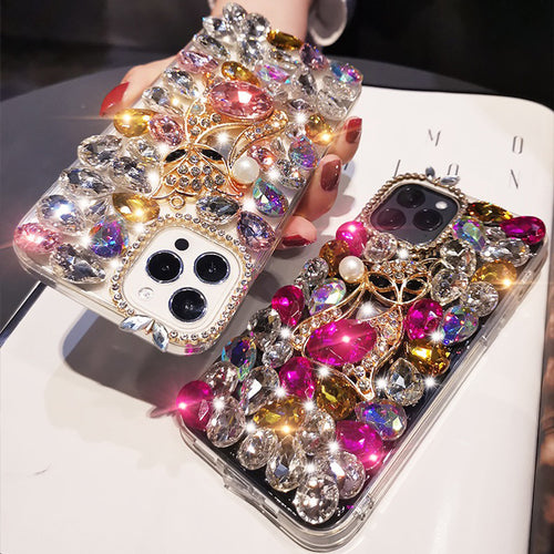 Handgemachte Strass Handyhülle – Funkelnde Diamant Y2K Fuchs Kristallhülle für iPhone & Samsung