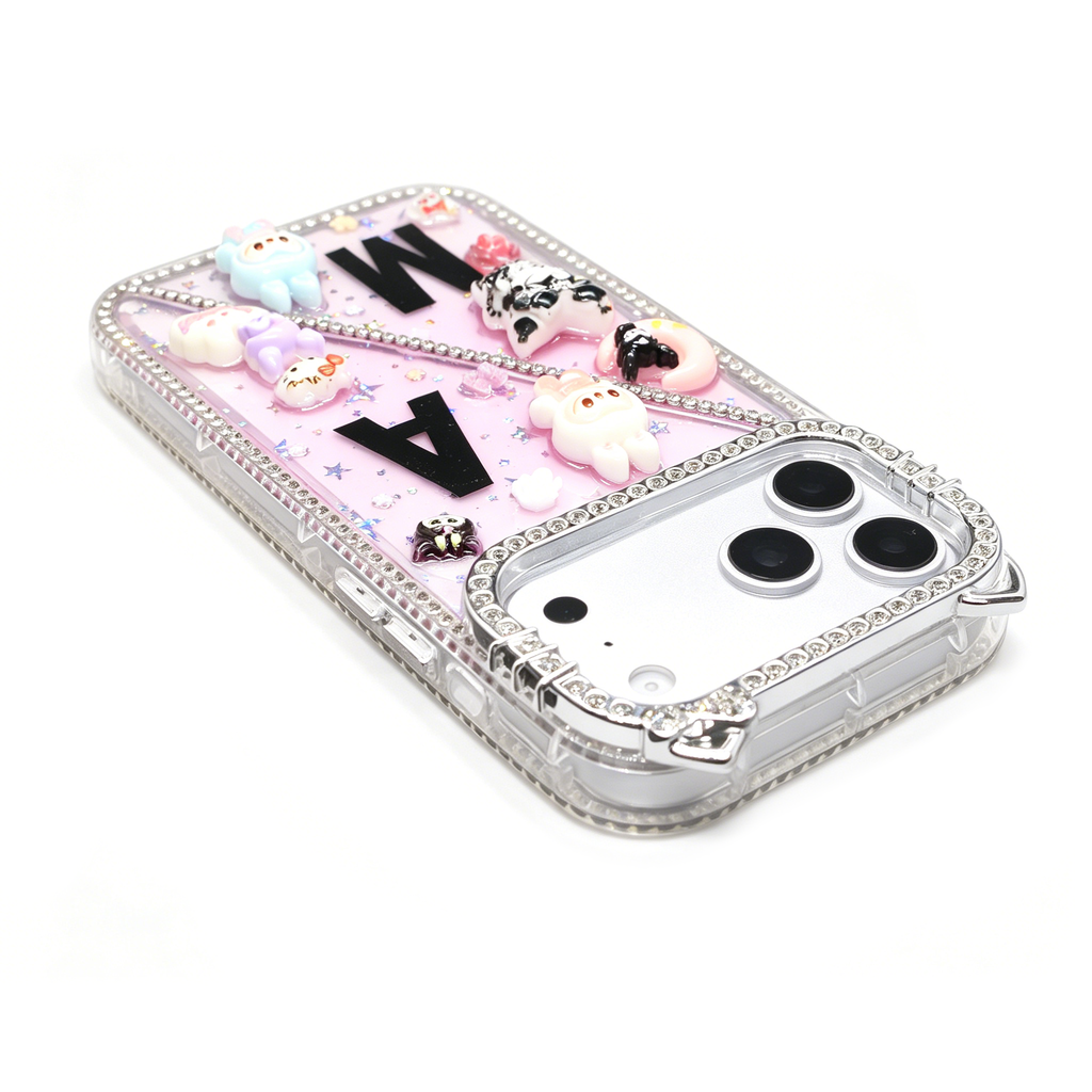 Personalisierte Initialen, handgemachte Strass-Diamant-Kristall-Schutzhülle für iPhone-Serie