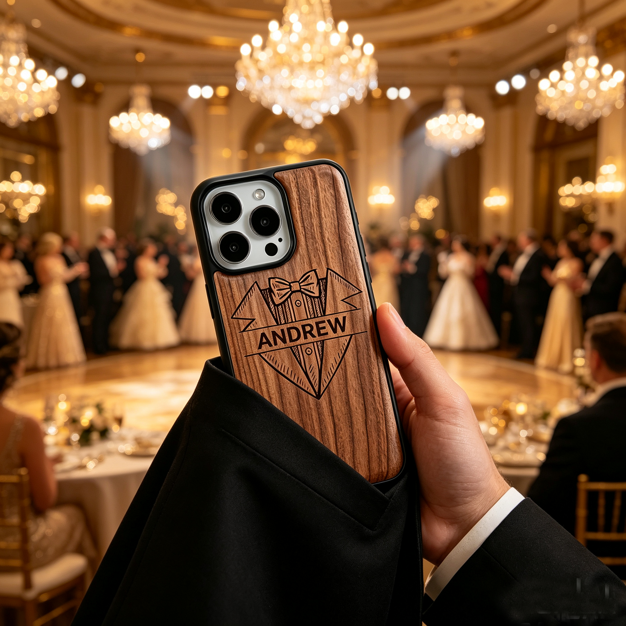 Personalized Name Laser Engraved Phone Case for iPhone 17,16,15,14,13,12 - Pro Max Plus | Bamboo, Maple & Leather