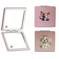Personalized Monogram Compact Mirror | Choose Cat or Dog | 1X/2X Double-Sided Travel Makeup Mirror for Women