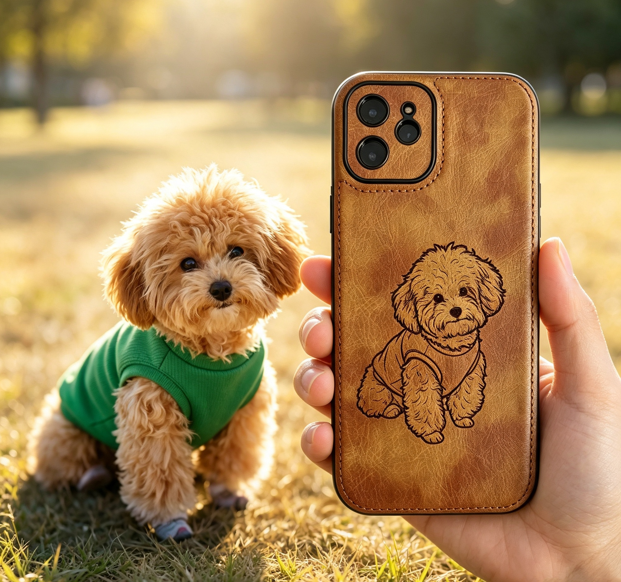 Personalized Leather Case for iPhone 17 16 15 14 13 12 -Pro Max Plus Custom Pet Photo Picture Laser Engraved Phone Case