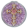 Personalized Monogram Compact Mirror — Double-Sided 1X/2X Magnifying Makeup Mirror（baroque cross）