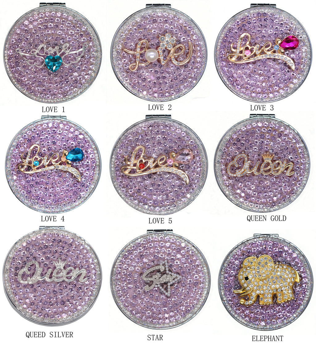 Personalized Monogram Compact Mirror — Double-Sided 1X/2X Magnifying Makeup Mirror