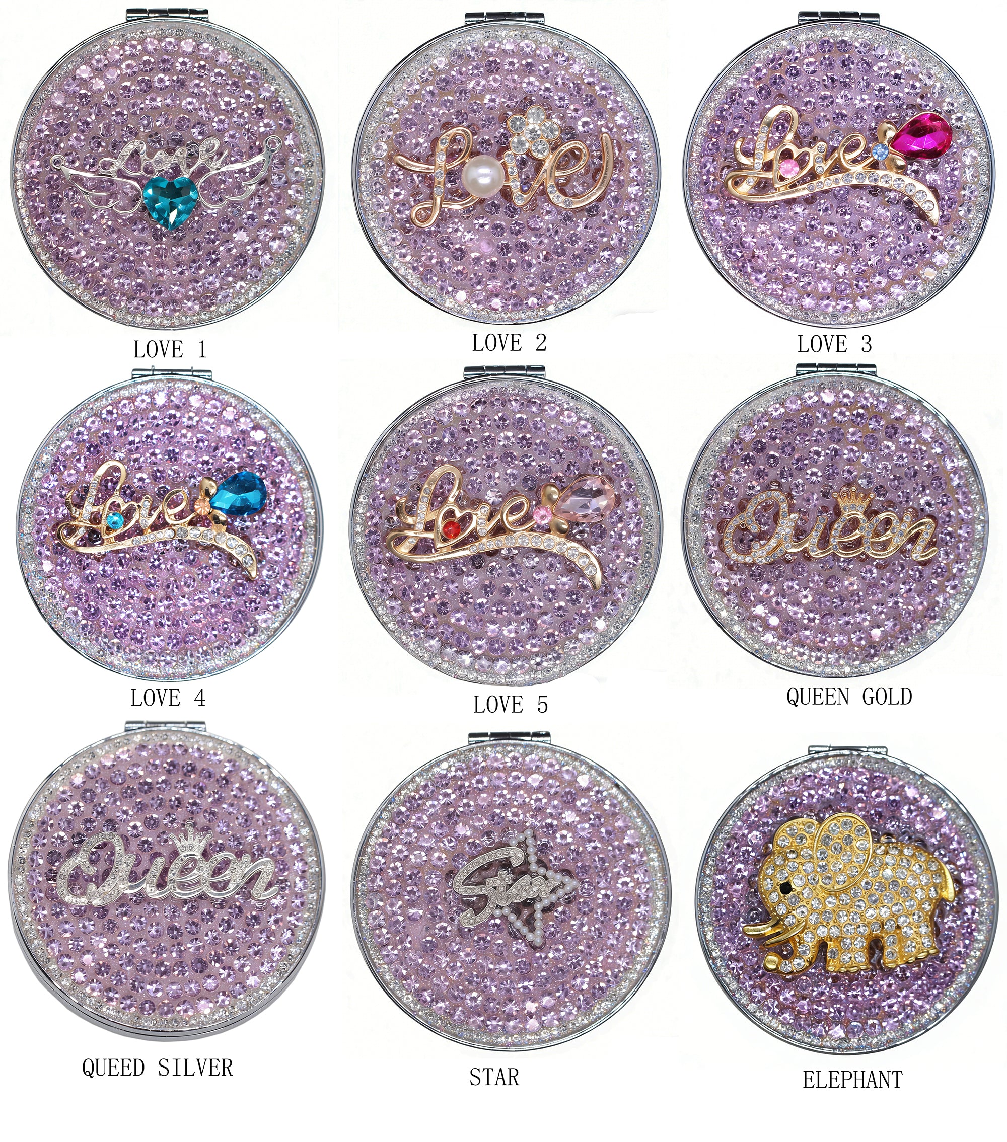 Personalized Compact Mirror, Monogram Initials 1X/2X Magnification Makeup Double Sided, Portable, Folding, Handheld Mini Round Mirror with Cute Gadget for Girls Students Women