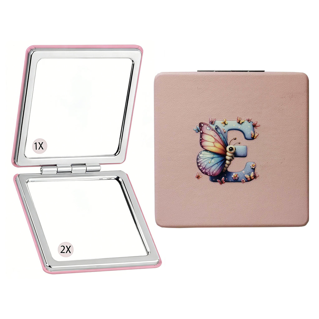 Personalized Monogram Compact Mirror | Choose Cat or Dog | 1X/2X Double-Sided Travel Makeup Mirror for Women