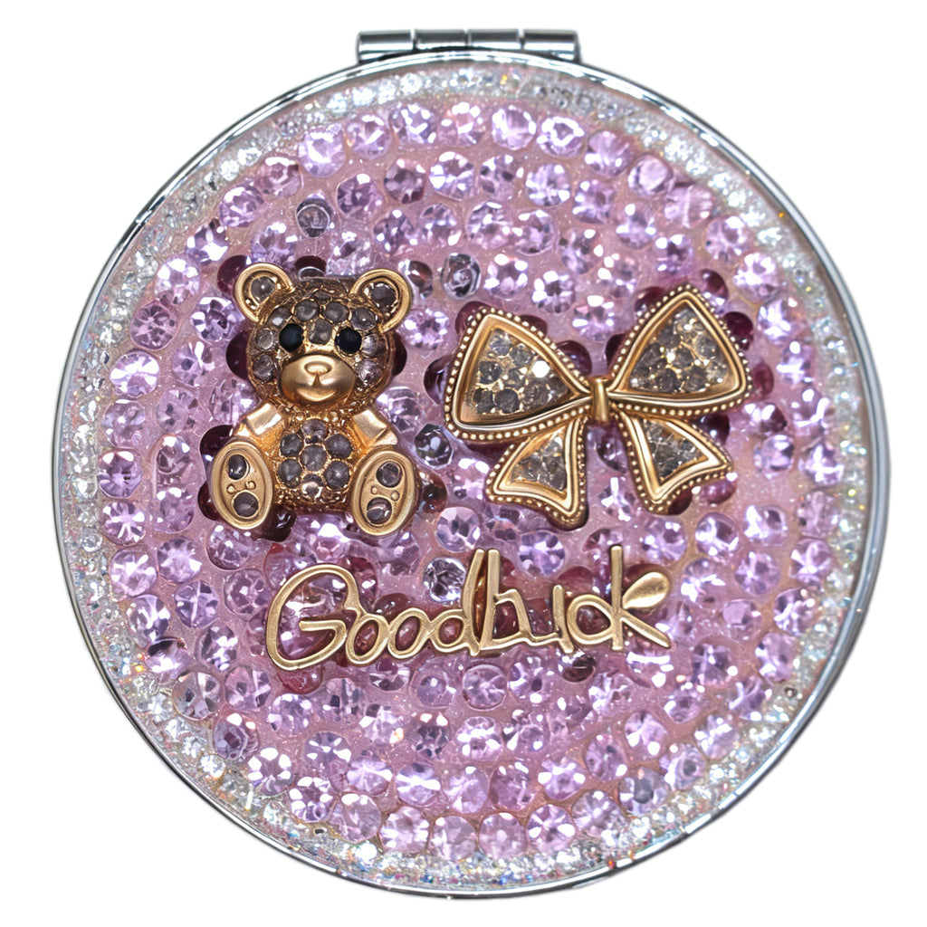 Personalized Monogram Compact Mirror — Double-Sided 1X/2X Magnifying Makeup Mirror