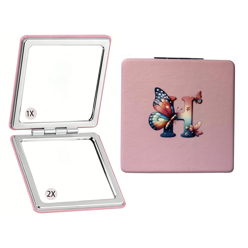 Personalized Monogram Compact Mirror | Choose Cat or Dog | 1X/2X Double-Sided Travel Makeup Mirror for Women