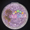 Personalized Name and Birthday Flower Compact Mirror — Double-Sided 1X/2X Magnifying Makeup Mirror（big flower）