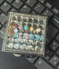 Personalized Name and Birthday Flower Square Compact Mirror — Double-Sided 1X/2X Magnifying Makeup Mirror