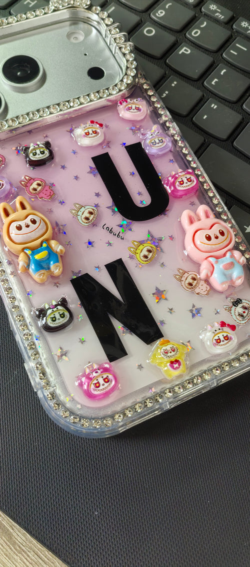 Personalisierte Initialen, handgemachte Strass-Diamant-Kristall-Schutzhülle für iPhone-Serie