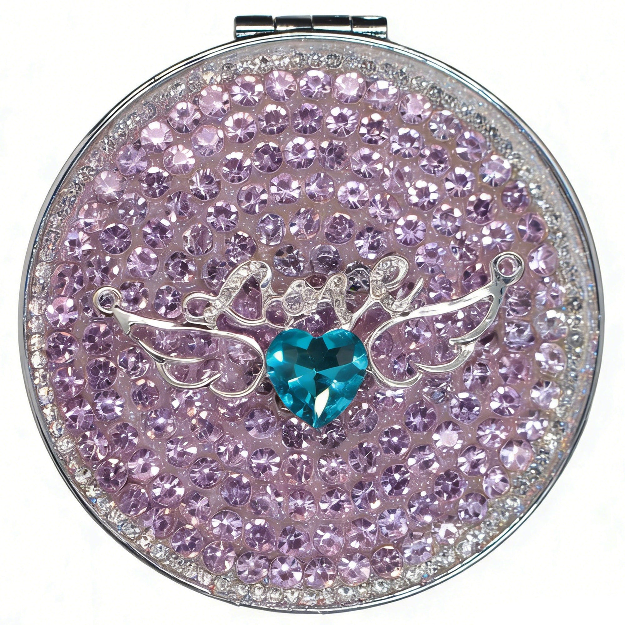 Personalized Monogram Compact Mirror — Double-Sided 1X/2X Magnifying Makeup Mirror（LOVE HEART)
