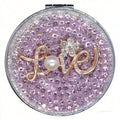Personalized Monogram Compact Mirror — Double-Sided 1X/2X Magnifying Makeup Mirror（LOVE PEARL）