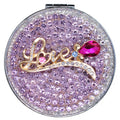 Personalized Monogram Compact Mirror — Double-Sided 1X/2X Magnifying Makeup Mirror（LOVE PINK)