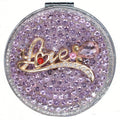 Personalized Monogram Compact Mirror — Double-Sided 1X/2X Magnifying Makeup Mirror（LOVE Baby PINK)