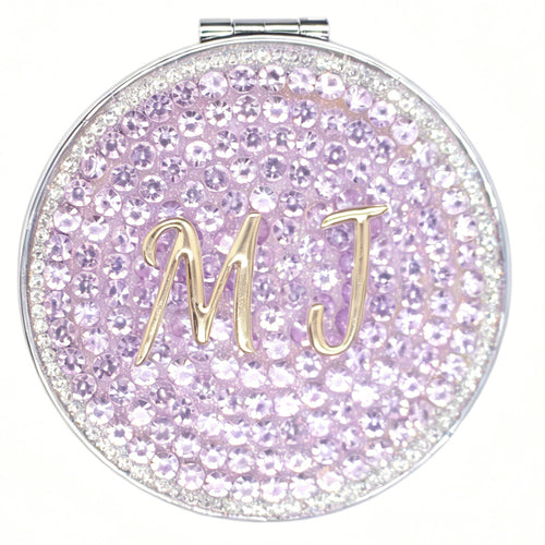 Personalized Monogram Compact Mirror — Double-Sided 1X/2X Magnifying Makeup Mirror