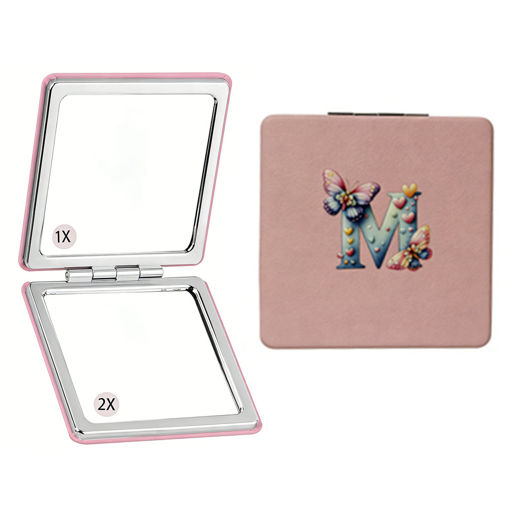 Personalized Monogram Compact Mirror | Choose Cat or Dog | 1X/2X Double-Sided Travel Makeup Mirror for Women