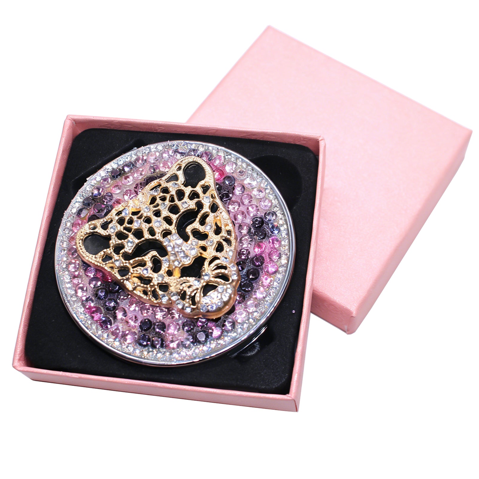 Personalized Monogram Compact Mirror — Double-Sided 1X/2X Magnifying Makeup Mirror