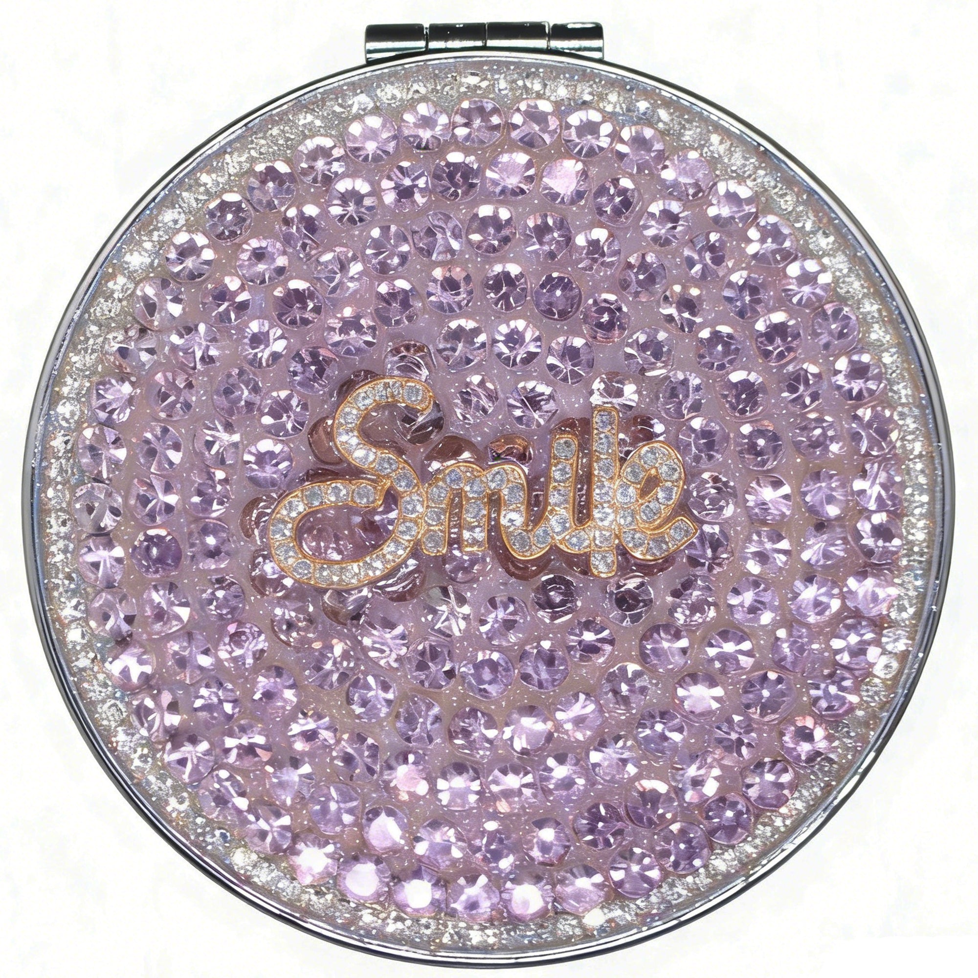 Personalized Monogram Compact Mirror — Double-Sided 1X/2X Magnifying Makeup Mirror（SMILE)