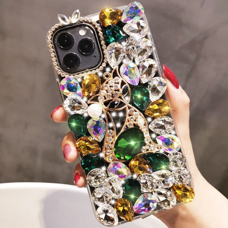 Handmade Rhinestone Phone Case — Sparkling Diamond Y2K Fox Crystal Cover for iPhone & Samsung