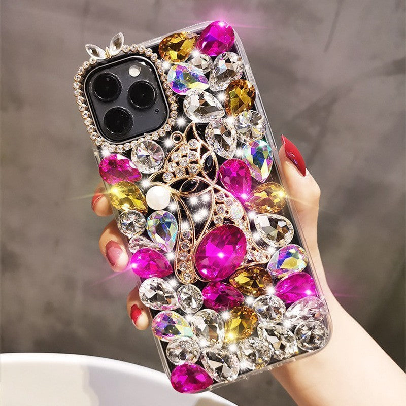 Handmade Rhinestone Phone Case — Sparkling Diamond Y2K Fox Crystal Cover for iPhone & Samsung