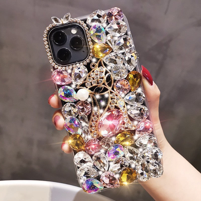 Handmade Rhinestone Phone Case — Sparkling Diamond Y2K Fox Crystal Cover for iPhone & Samsung