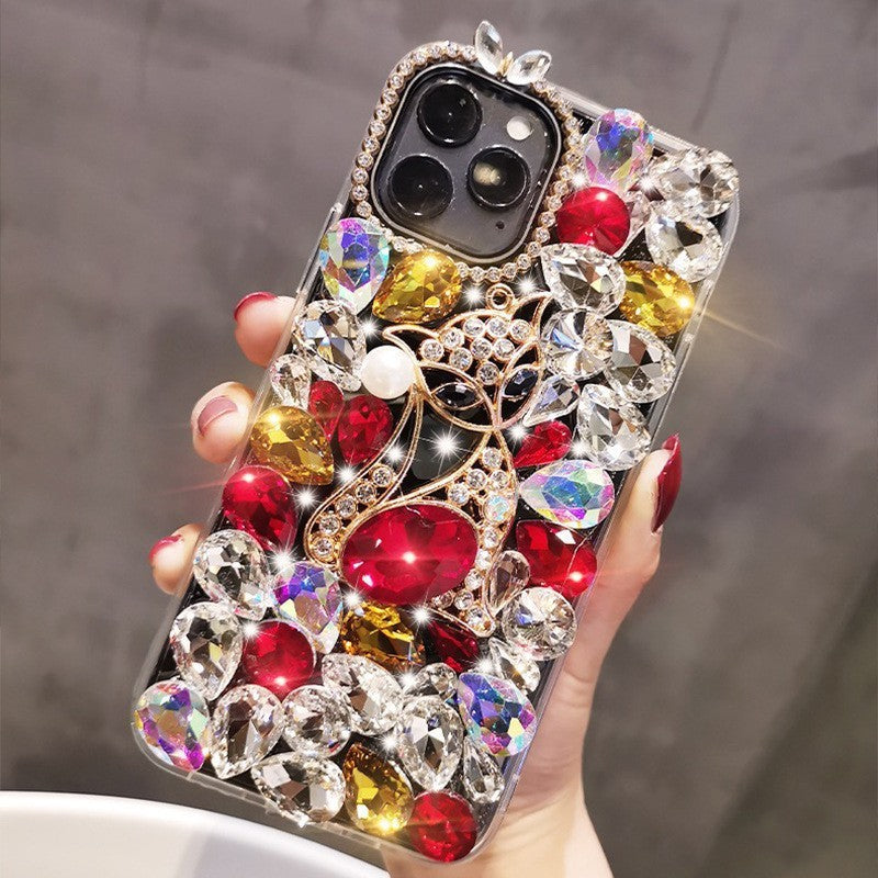 Handmade Rhinestone Phone Case — Sparkling Diamond Y2K Fox Crystal Cover for iPhone & Samsung